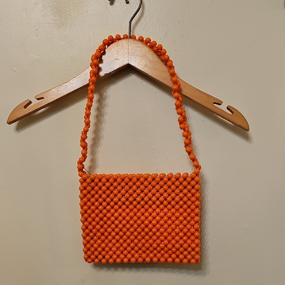 Vintage Lady Ellen Orange Bead Bag